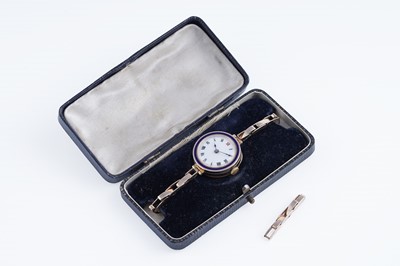Lot 345 - A 1920's lady's enamelled 9ct rose gold cocktail watch