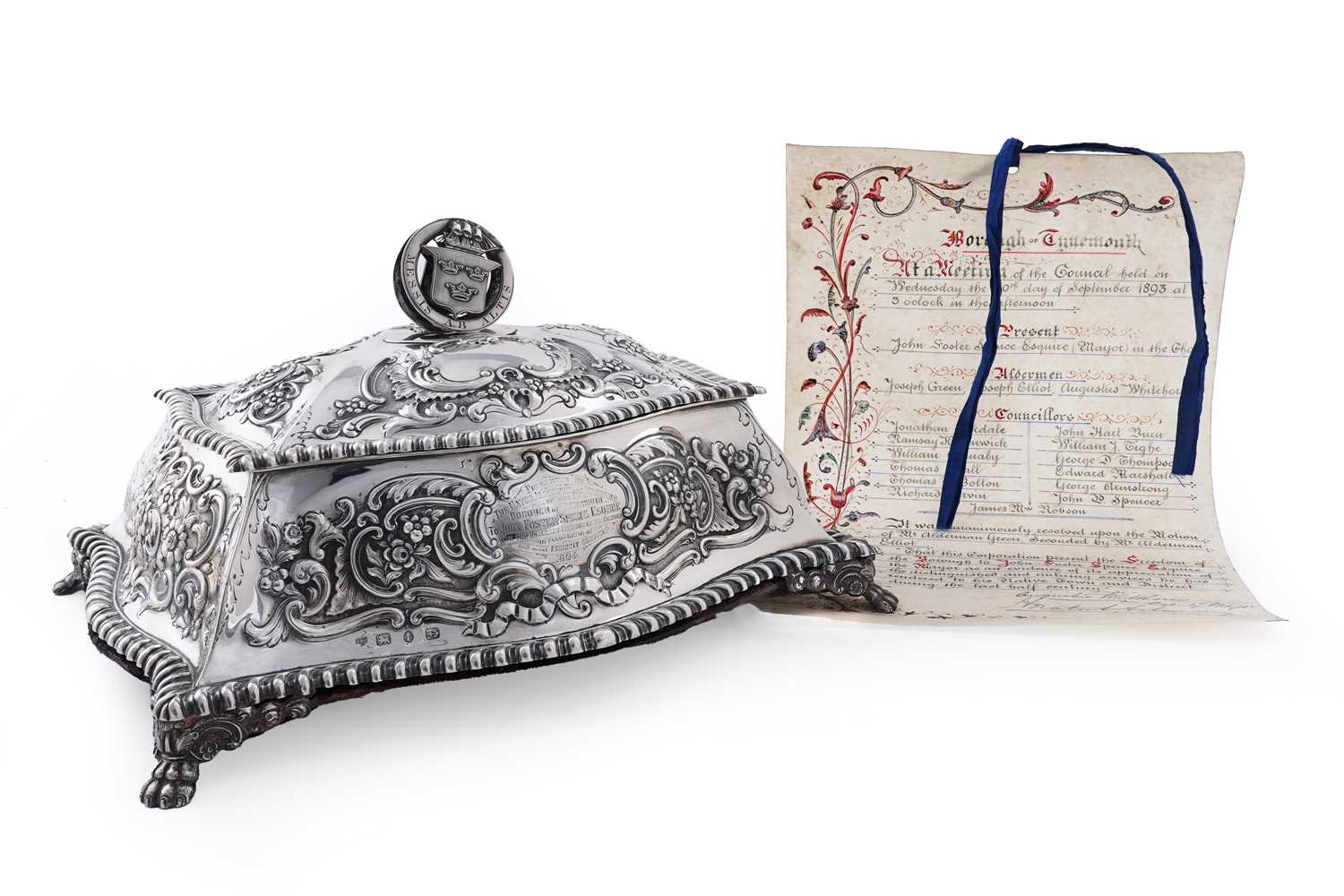 Lot 117 - Freedom of the Borough of Tynemouth casket presented to John Foster Spence