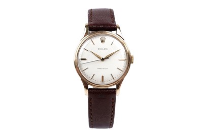 Lot 417 - Rolex Precision: a 9ct yellow gold cased manual wind wristwatch