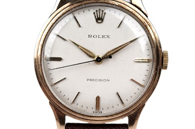Lot 417 - Rolex Precision: a 9ct yellow gold cased manual wind wristwatch