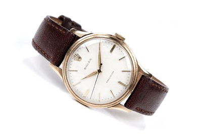 Lot 417 - Rolex Precision: a 9ct yellow gold cased manual wind wristwatch