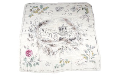 Lot 235 - Oliver Messel for Jacqmar Queen Elizabeth II coronation commemorative silk scarf