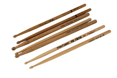Lot 259 - A collection of drumsticks, some signed