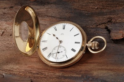 Lot 463 - An 18ct yellow gold cased half-hunter pocket watch