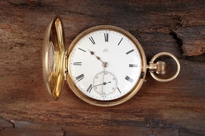 Lot 463 - An 18ct yellow gold cased half-hunter pocket watch