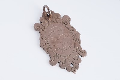 Lot 32 - A Victorian 9ct rose gold Wooler Pigeon Club Annual Meeting 8th Feb 1877