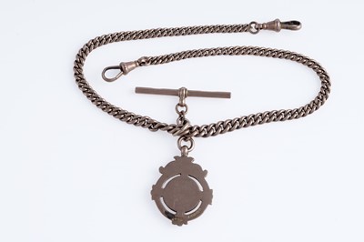 Lot 50 - A 1920's 9ct rose gold double "Albert" watch chain and fob medallion