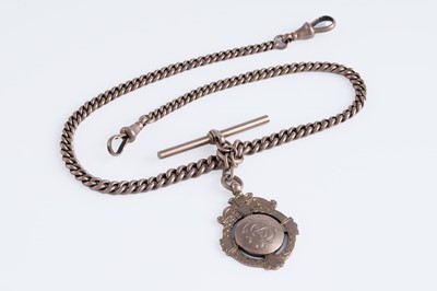 Lot 50 - A 1920's 9ct rose gold double "Albert" watch chain and fob medallion