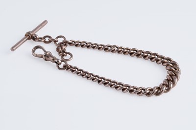 Lot 77 - A 9ct rose gold curb-link "Albert" watch chain