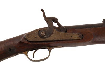 Lot 108 - A collection of three 19th Century muzzle loading, banded percussion rifles