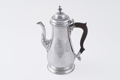 Lot 63 - A George II silver coffee pot