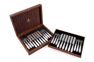 Lot 156 - A Victorian cased set of twelve pairs of silver dessert knives and forks