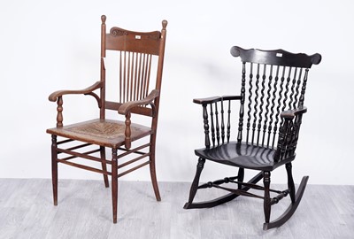 Lot 80 - An unusual late 19th Century rocking chair; and a shaker style armchair