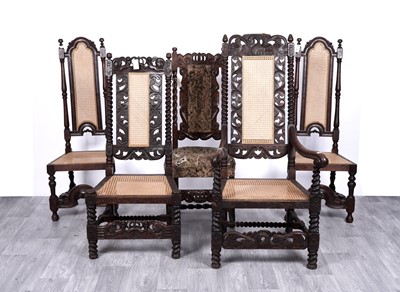 Lot 82 - Five ornate 17th-century Century style chairs, various