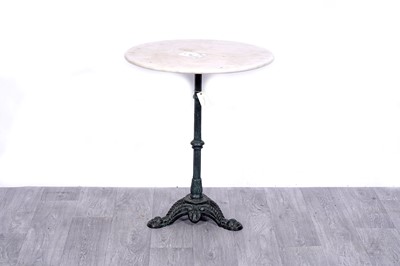 Lot 81 - A vintage cast metal marble topped pub table
