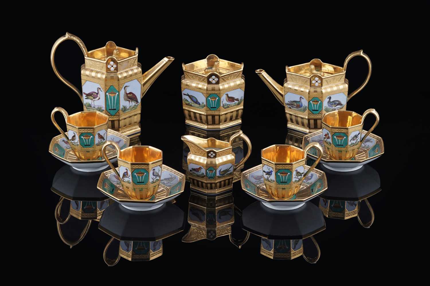 Lot 921 - A fine and rare Berlin 'en mosaique' tea and coffee service