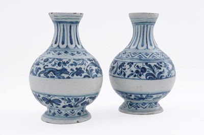 Lot 906 - Two Italian blue and white maiolica apothecary bottles