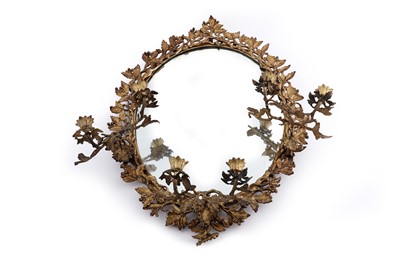 Lot 105 - A Victorian style gilt cast-metal girandole mirror