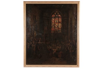 Lot 98 - George Sherwood Hunter - Church and congregation | oil