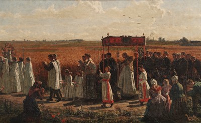 Lot 53 - George Sherwood Hunter after Jules Breton - The Blessing of the Wheat | oil