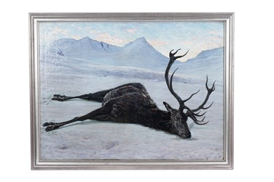 Lot 84 - George Sherwood Hunter - Dead stag, winter | oil