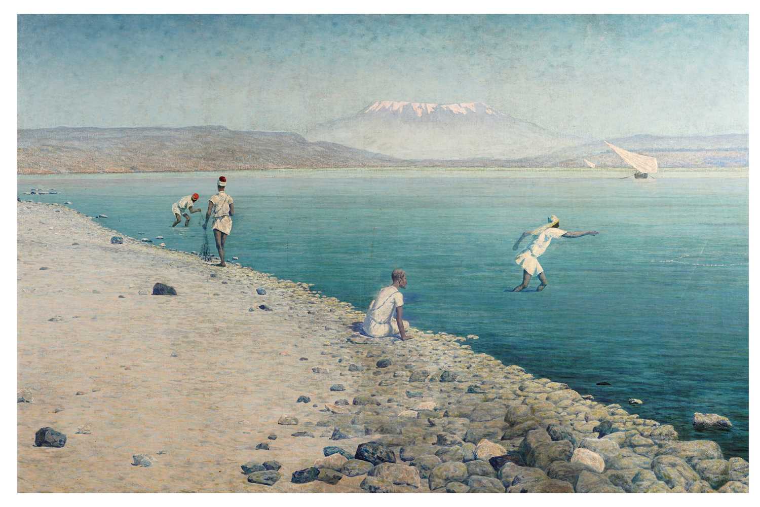 Lot 5 - George Sherwood Hunter- Fisherman in the Sea of Galilee | oil