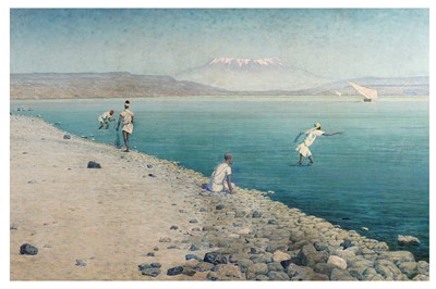 Lot 5 - George Sherwood Hunter- Fisherman in the Sea of Galilee | oil