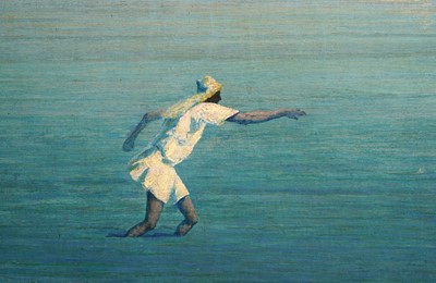 Lot 5 - George Sherwood Hunter- Fisherman in the Sea of Galilee | oil
