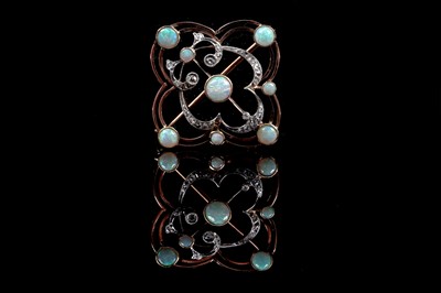 Lot 904 - An Edwardian opal and diamond brooch