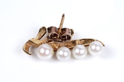 Lot 94 - A pair of Mikimoto cultured pearl earrings, and a cultured pearl flowerhead pattern brooch