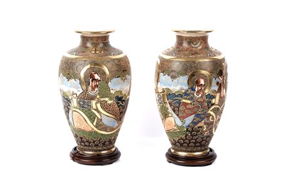 Lot 174 - A pair of early 20th Century Japanese Satsuma vases