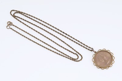 Lot 314 - An Elizabeth II gold sovereign, in a pendant mount