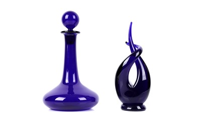 Lot 292 - Bristol Blue Glass: a boxed ships decanter and stopper; and a boxed ‘Abouna’ sculpture