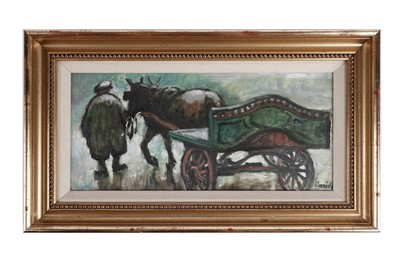 Lot 727 - Norman Stansfield Cornish - A General Dealer and His Horse and Cart | oil