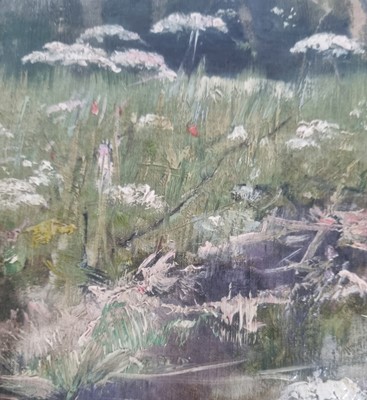Lot 203 - Elizabeth Adela Forbes - Gathering Flowers in a Wild Meadow, an Impressionist scene | oil