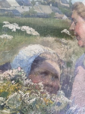 Lot 203 - Elizabeth Adela Forbes - Gathering Flowers in a Wild Meadow, an Impressionist scene | oil