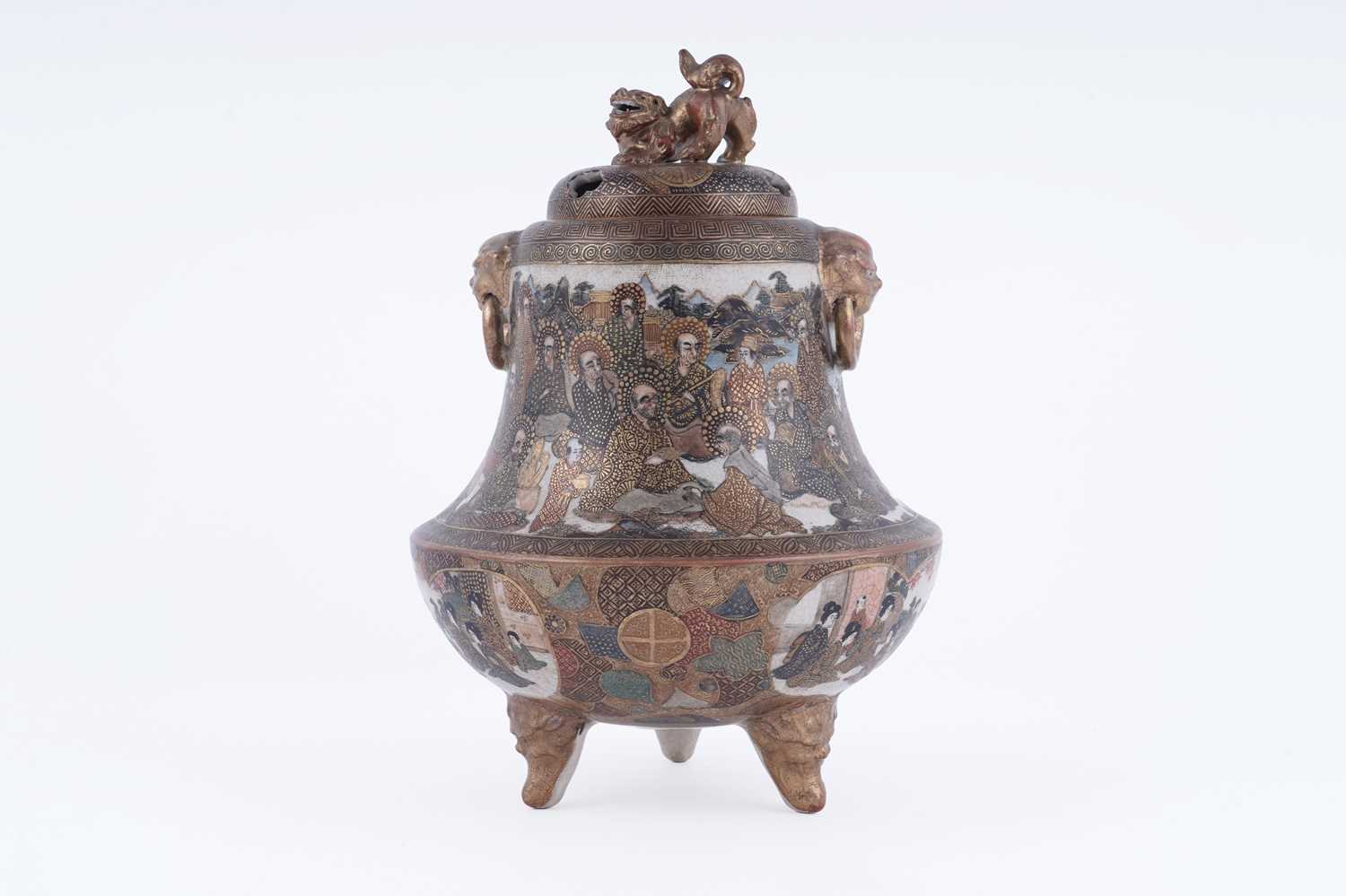 Lot 844 - A Japanese Satsuma Koro and cover