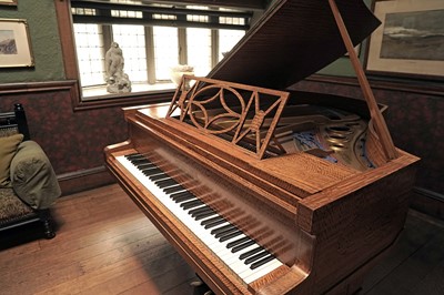Lot 1041 - A fine Bluthner satinwood-cased boudoir piano