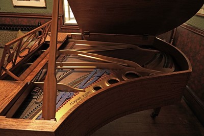 Lot 1041 - A fine Bluthner satinwood-cased boudoir piano