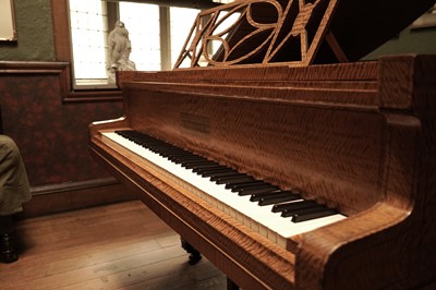Lot 1041 - A fine Bluthner satinwood-cased boudoir piano
