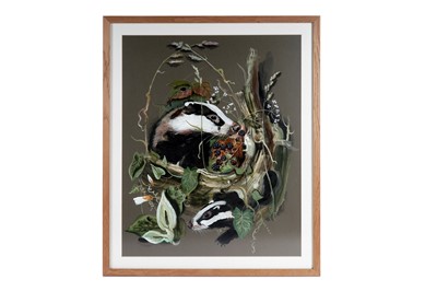 Lot 625 - Sheila Gertrude Mackie- Foraging badgers | gouache