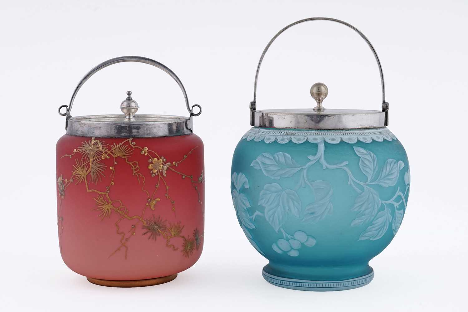 Lot 940 - Two Thomas Webb biscuit barrels