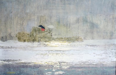 Lot 553 - Walter Holmes - Tug on a misty morning | oil