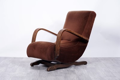 Lot 8 - An oak framed Art Deco rocking chair