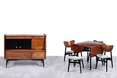 Lot 126 - Gomme for G Plan: a mid-20th Century ‘Librenza’ tola wood and ebonised six piece dining room suite