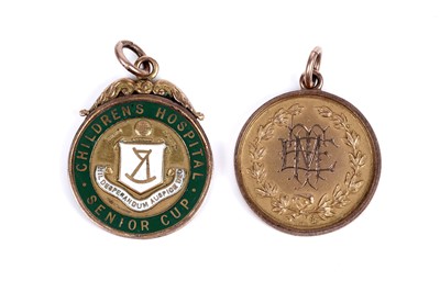 Lot 129 - Two 1920's 9ct gold fob medallions