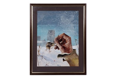 Lot 624 - Sheila Gertrude Mackie - Dormouse resisting capture | oil