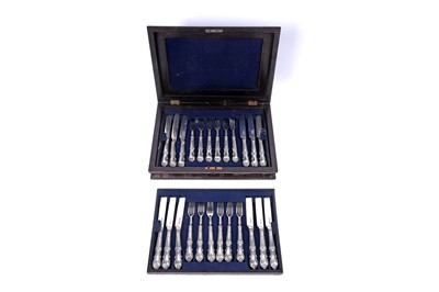Lot 261 - A Victorian cased set of twelve pairs of silver dessert knives and forks