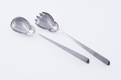 Lot 439 - A pair of George VI silver salad servers of Modernist design