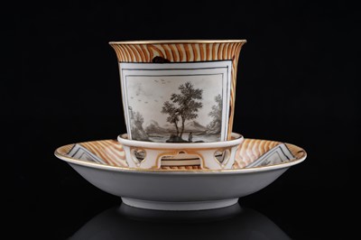Lot 909 - A Vienna Faux Bois cup and saucer